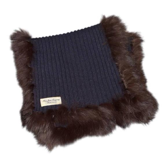 Rare polo Jeans Co Wool Ribbed Scarf W/Genuine fur Vintage - Picture 2 of 3